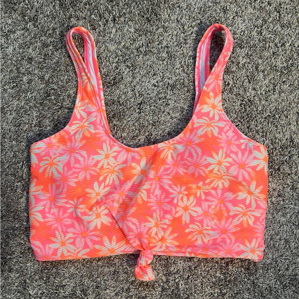 Coral Reef Floral Swim Top - Orange and Pink